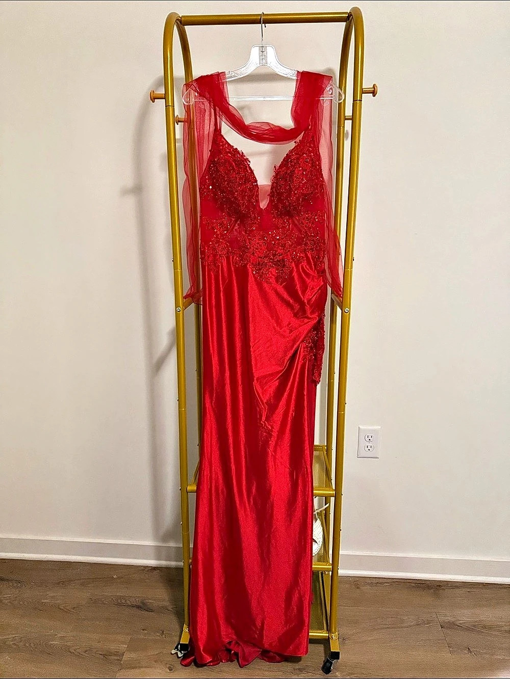 Red Embellished Gown
